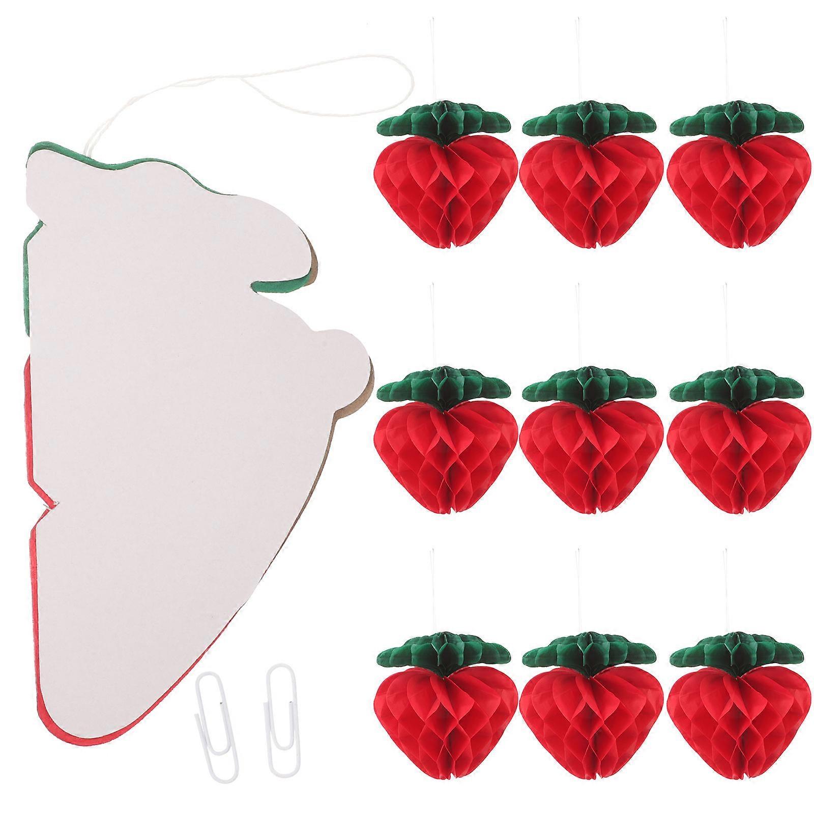 Paper Strawberry Honeycomb Ball Hanging Decoration with 40Pcs for Party
