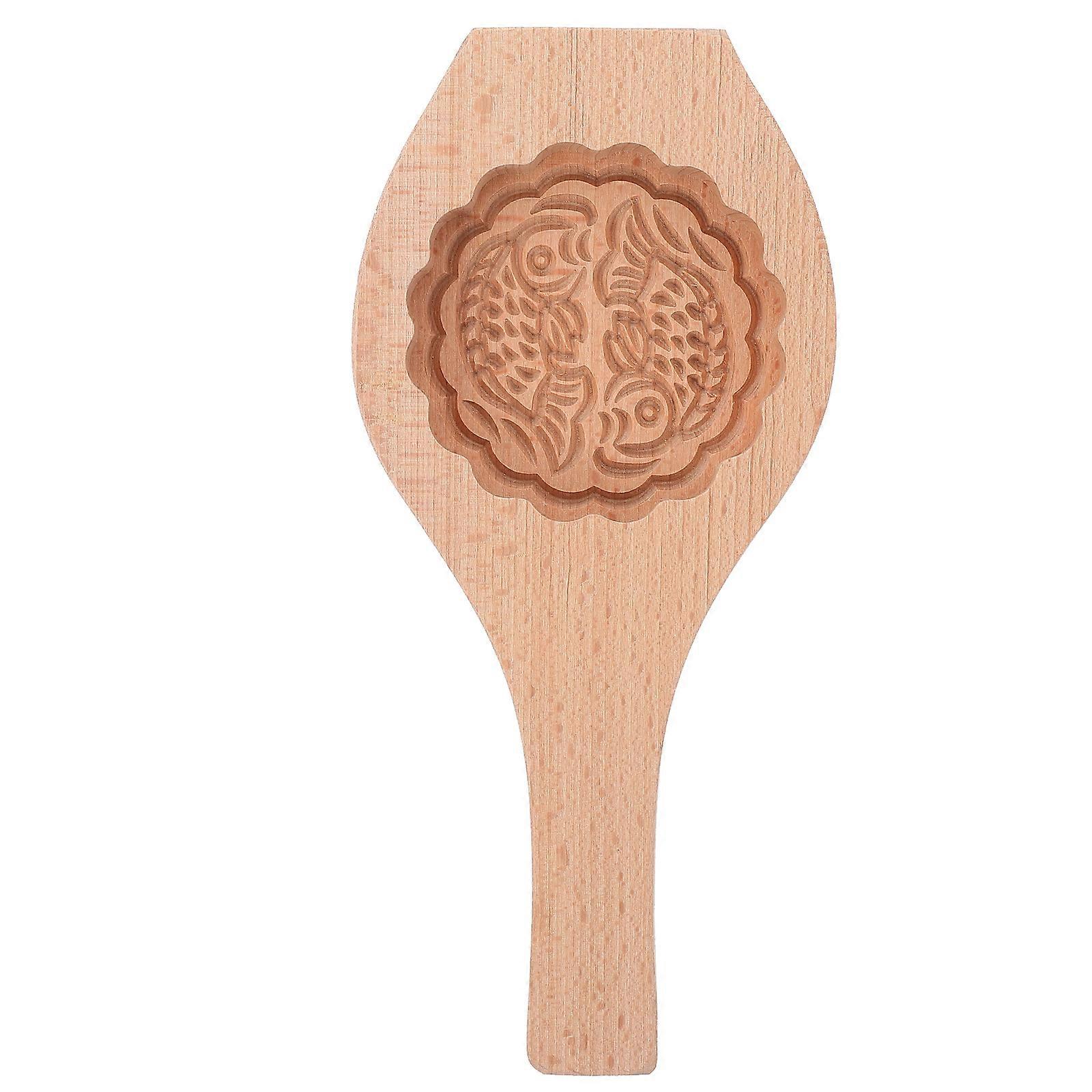 Chinese Mooncake Mold Wooden Cookie Mold for Baking 2Pcs Pattern