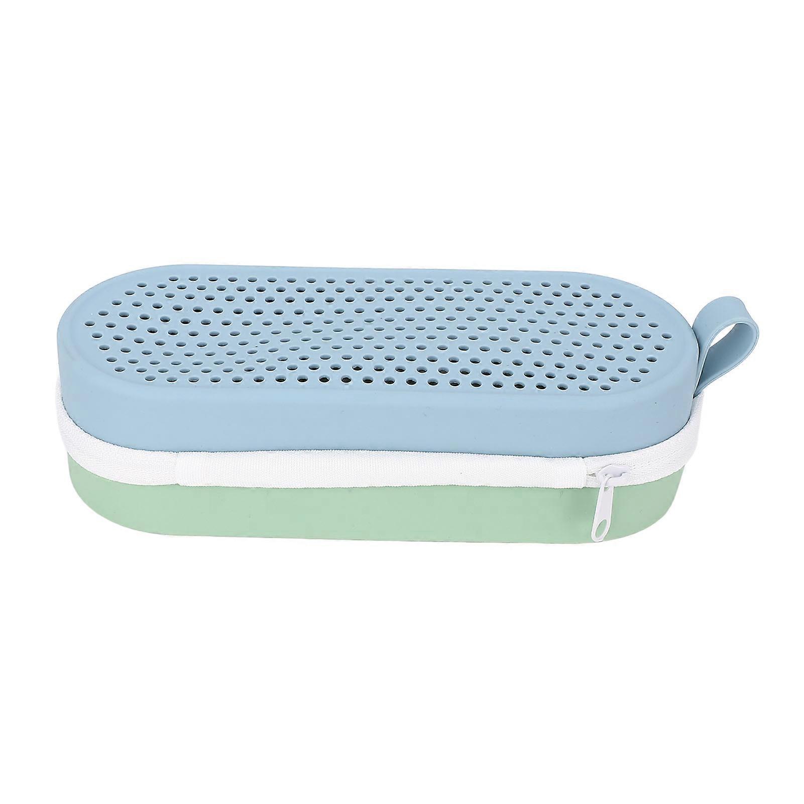 Swimming Goggles Case Double Sided Large Capacity Breathable Silicone Protective Holder Portable Blue Green