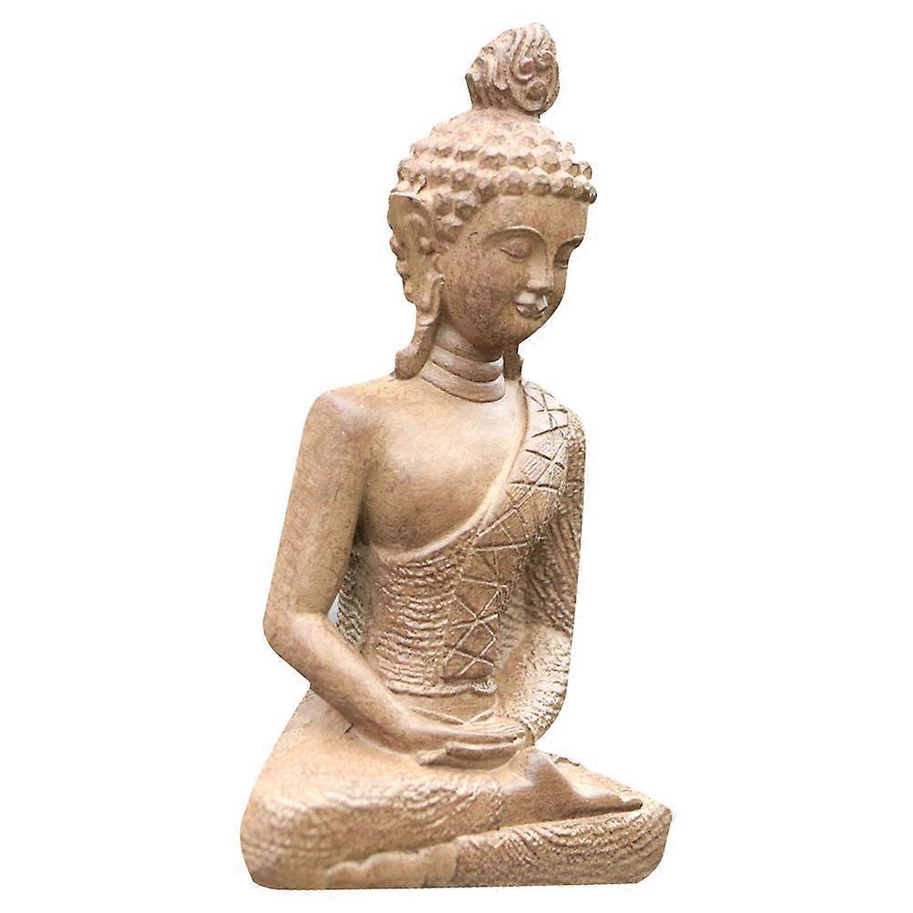 Meditating Buddha Figurine 2Pcs Home Decoration Art Piece Rectangular Zen Style Chocolate Resin For Indoor Use