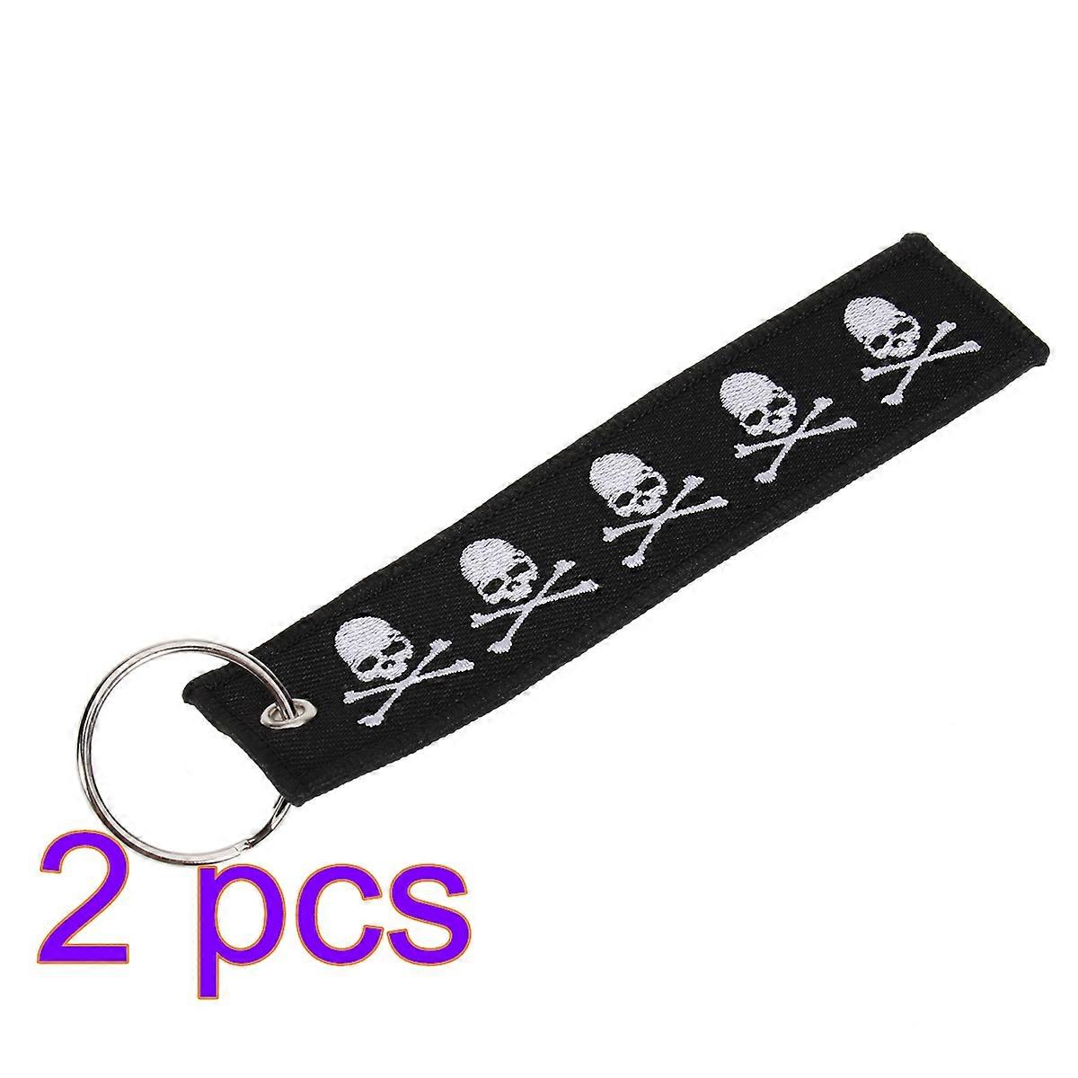 Bag Pendant Keychain Skull Head Keychain with 2Pcs for Car Keyring Accessory