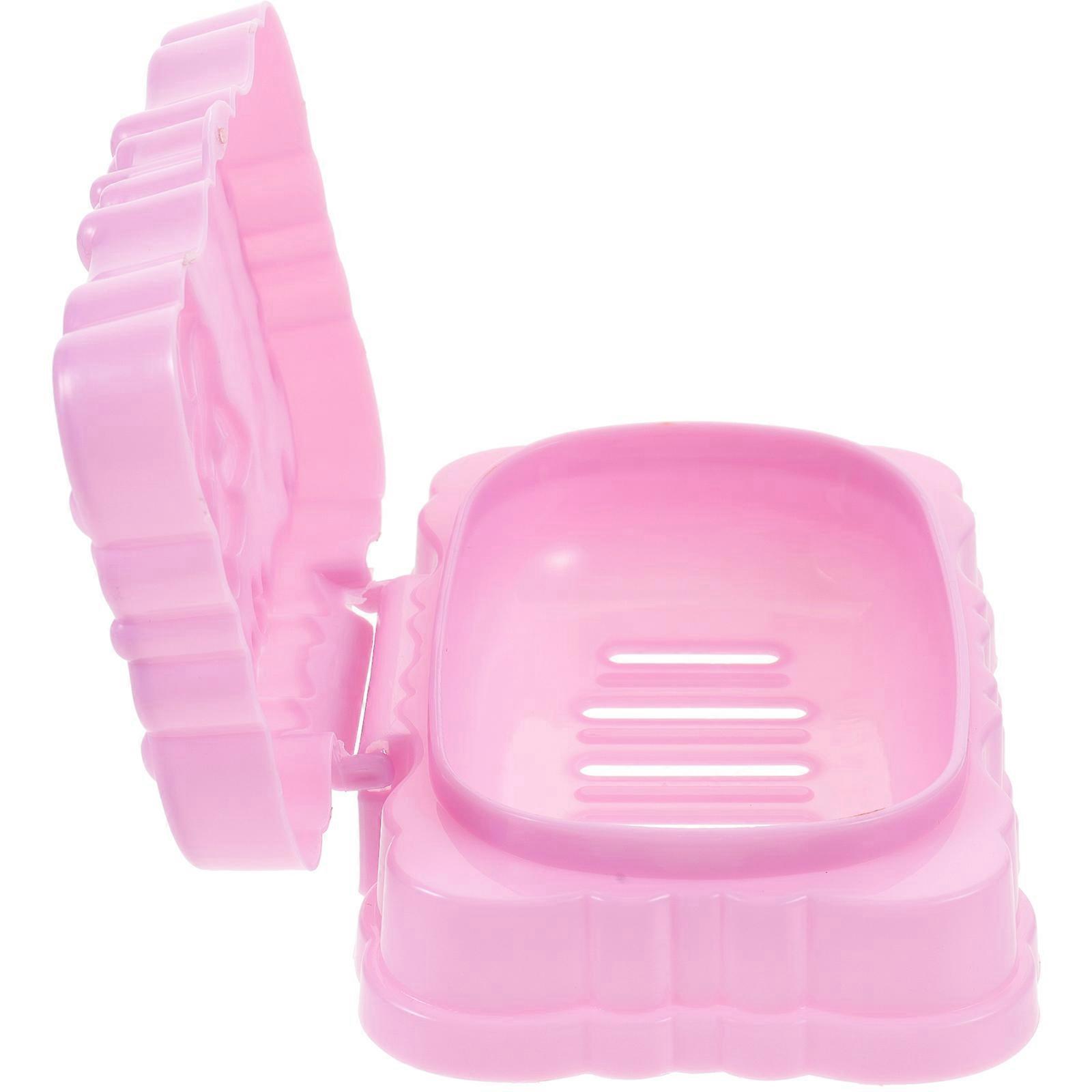Soap Box with Lid Soap Dish for Storage Use 3Pcs Pink Double Layer Style