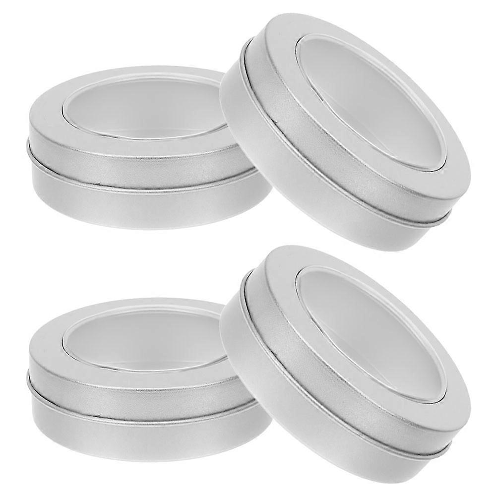 Tin Box with Lid Storage 12Pcs Round Silver Tinplate Containers for Crafts