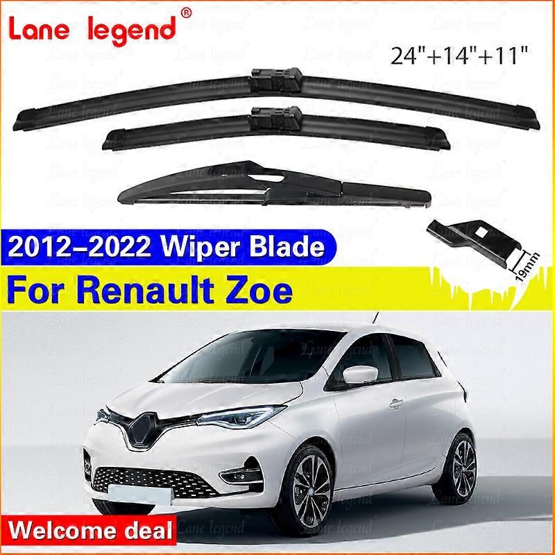 Applies to For Renault Zoe 2012 - 2022 Front & Rear Wiper Blades Window Windscreen Windshield Accessories 2013 2015 2018 2019 24"+14"+11"
