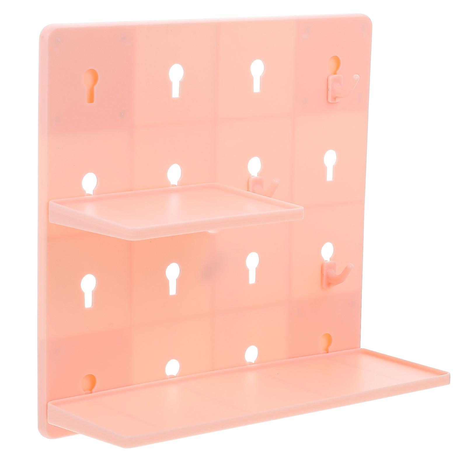 Pegboard Shelf Organizer for Storage 1Set Pink Wall-Mounted Rack