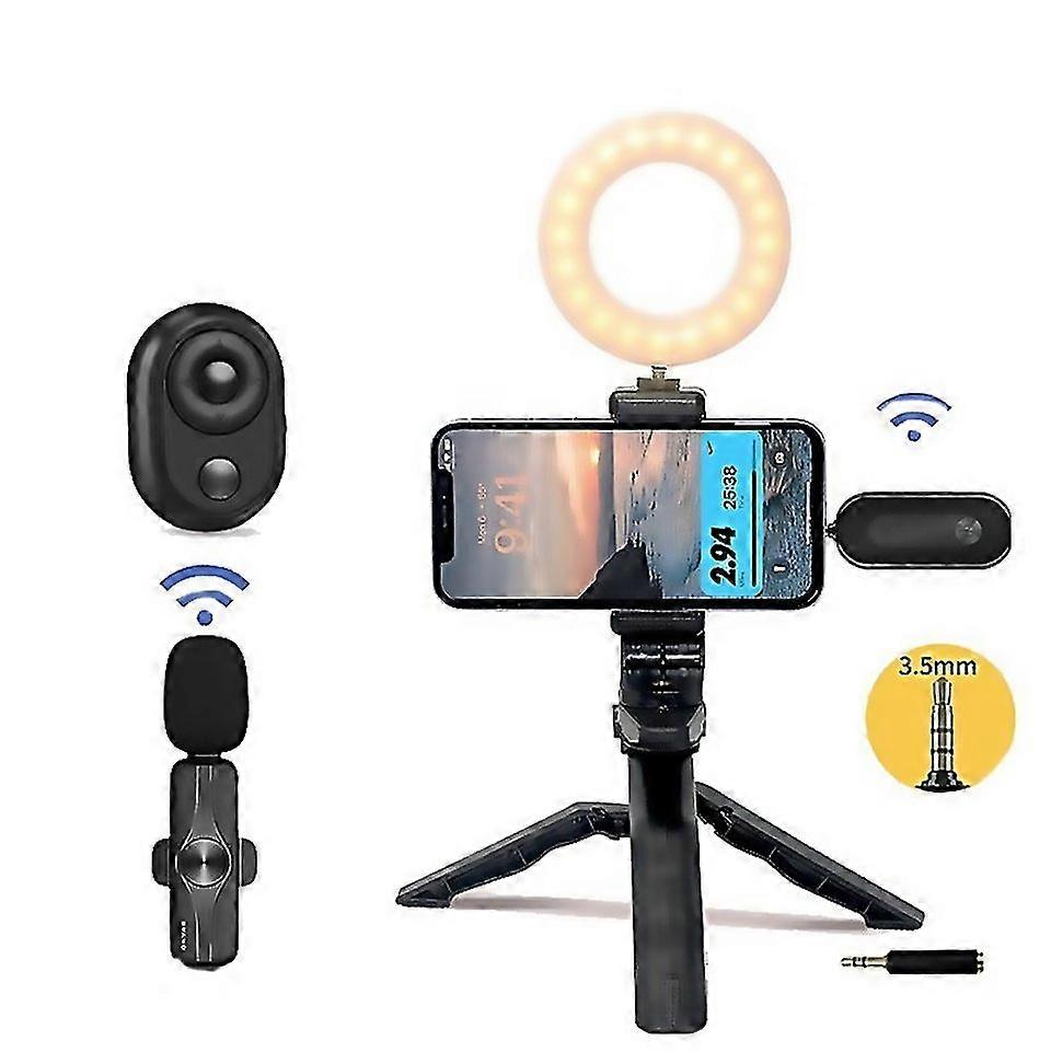 For 35mm Receiver Wireless Lavalier Microphone 9inch Fill Light Tripod Set For Live Photography