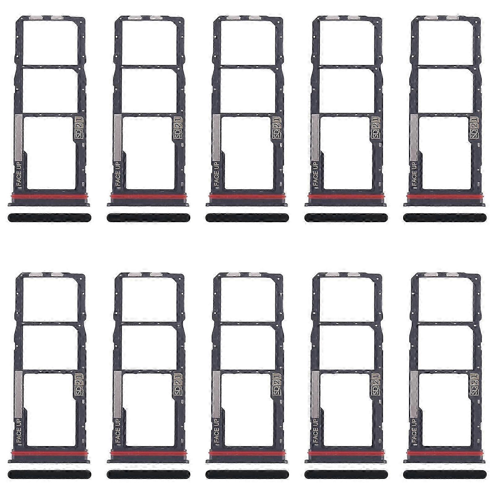 لموتورولا موتو G04s 10 قطع درج بطاقة SIM متوافق + درج بطاقة SIM + درج بطاقة Micro SD (أسود)