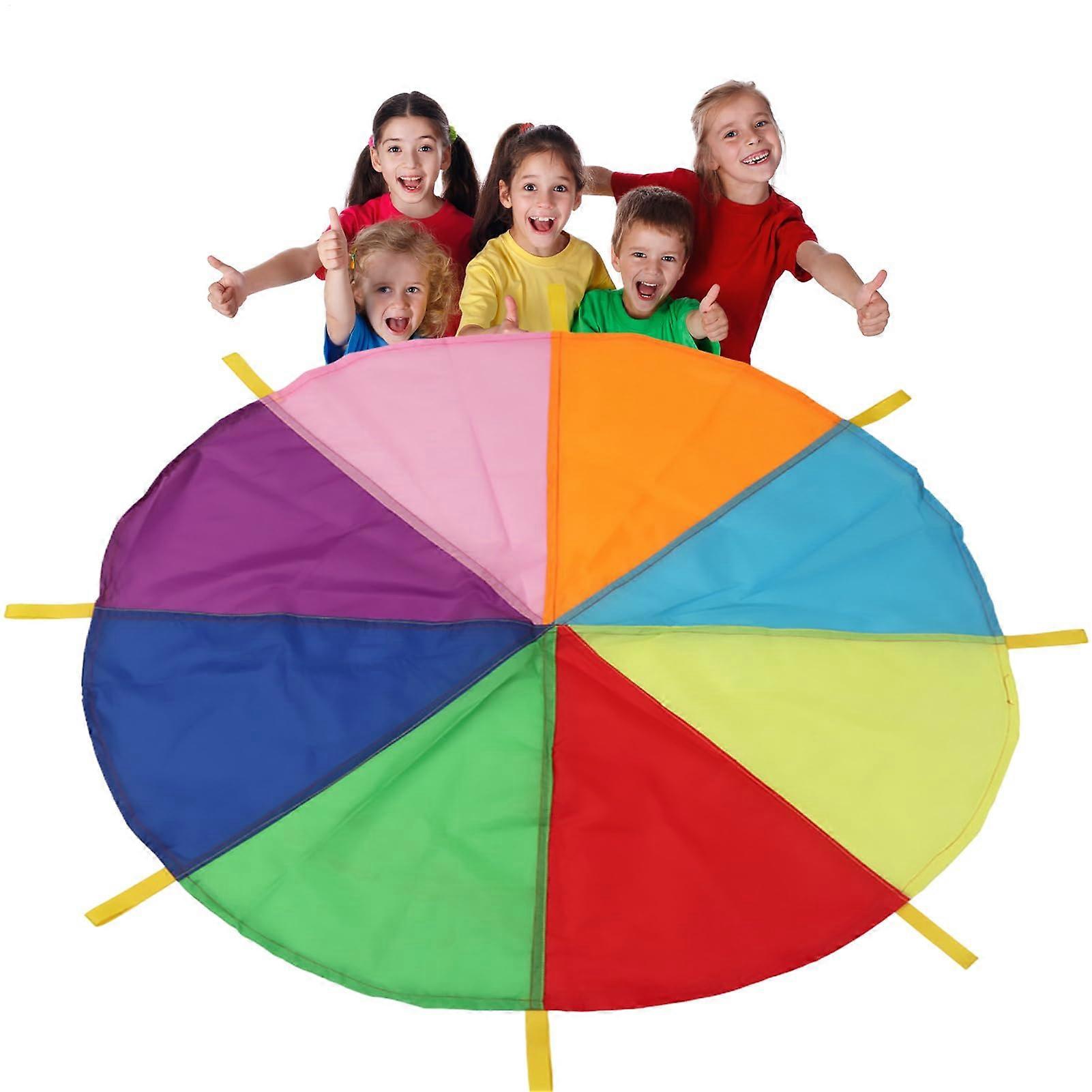 Fabric Parachute Group Game Multicoloured Play Tent With Sturdy Handles Outdoor Teamwork Activity 8 Colors 3 Meters