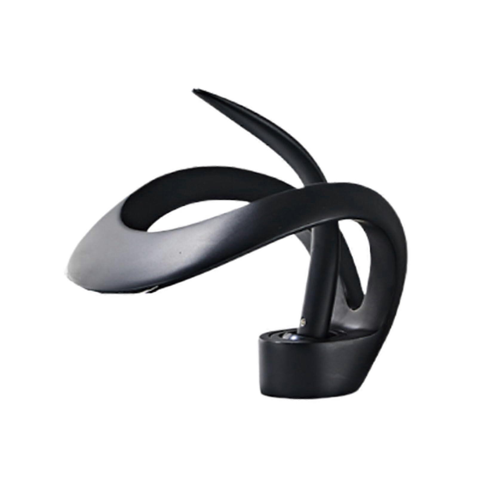 Waterfall Faucet AllCopper Black Basin Faucet For Bathroom With Elegant Water Discharge Universal Fit