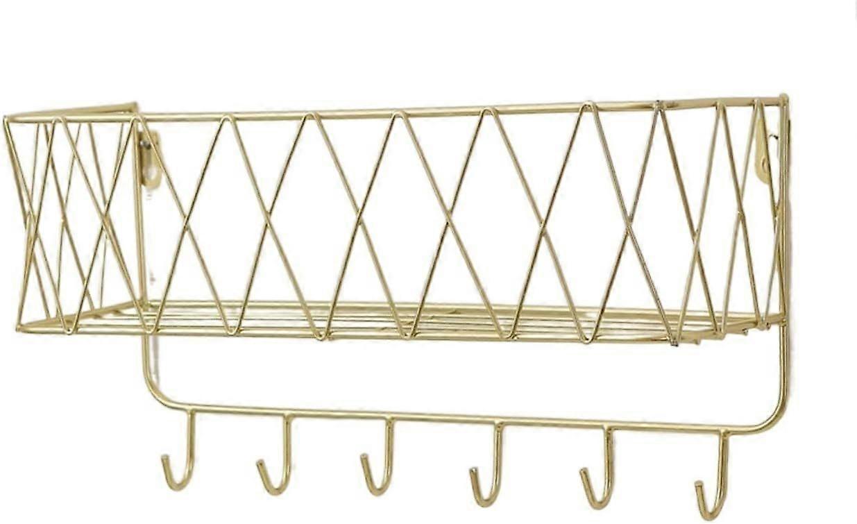 Wall Floating Shelf with Hooks and Towel Rack