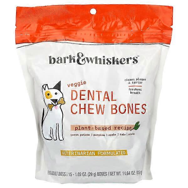 Dr. Mercola, Bark & WhiskersÃÂÃÂ¢ÃÂÃÂÃÂÃÂ¢, Dental Chew Bones, For Adult Dogs, Veggie, 15 Bones, 1.02 oz (29 g) Each