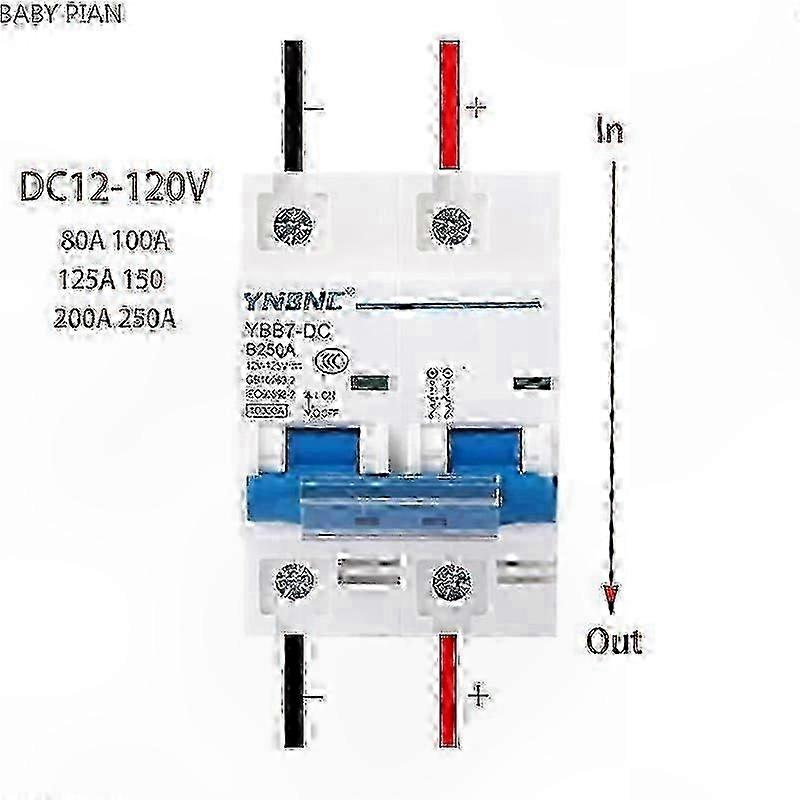 2P 100A-250A DC Circuit Breaker for Solar RV Battery Systems and Solar Panels 12V-120V