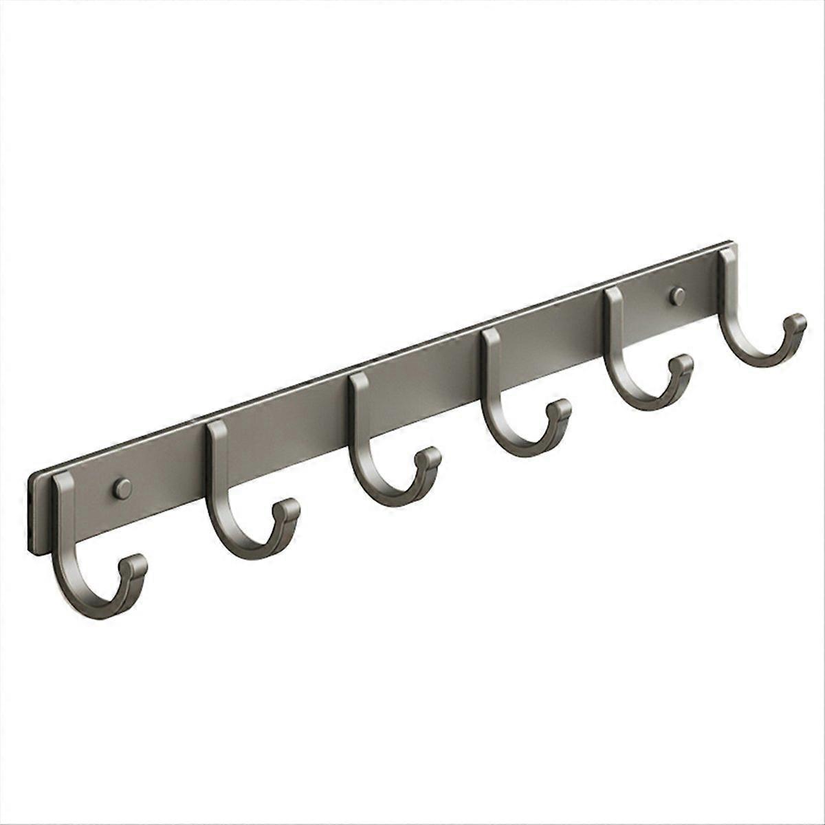 Space Aluminum Hook Bathroom Towel Hook Living Room Door Back Clothes Hook Simple Storage 6 Hooks to Save Space