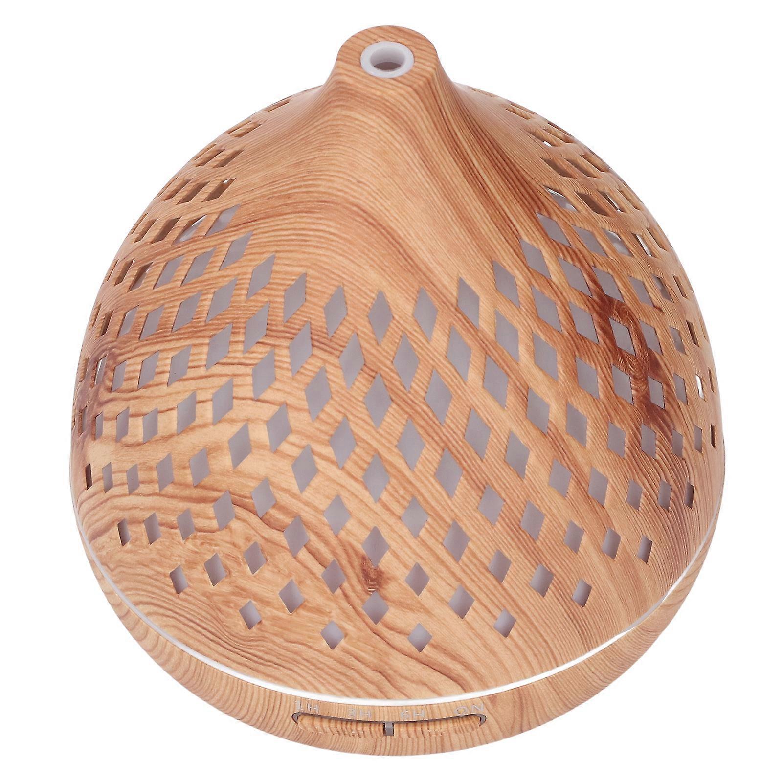 400ml Remote Control Humidifier with 7 Colors LED Hollow Wood Grain Humidifier Silent Fragrance Diffuser for Room 