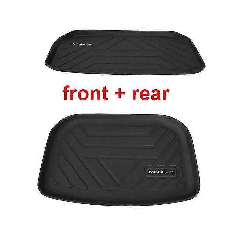 For Tesla Model Y - Upgrade TPE Front Storage Box Pad Rear Trunk Mat Waterproof Protective Liner Trunk Tray Floor Mat