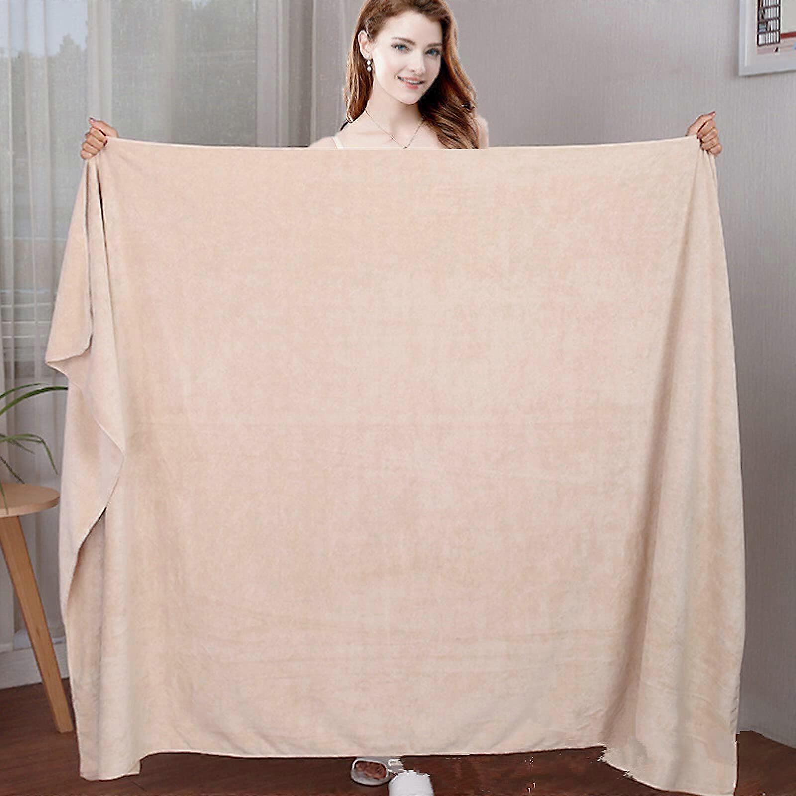 Bath Towel ExtraLarge Microfiber Thickened Soft Absorbent QuickDrying 70X140 Cm Beige Suitable For Bathing And Swimming