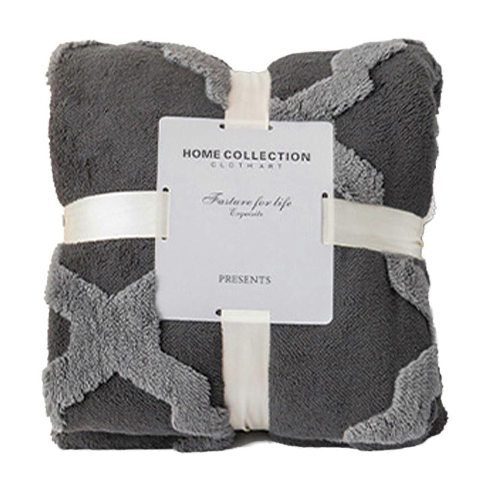 Ultra Soft Checkered Throw Blanket, Cozy Fluffy Knitted Reversible Lightweight Flannel Fleece Grid Blanket for Sofa, Couch, Bed, Travel - Dark Gray