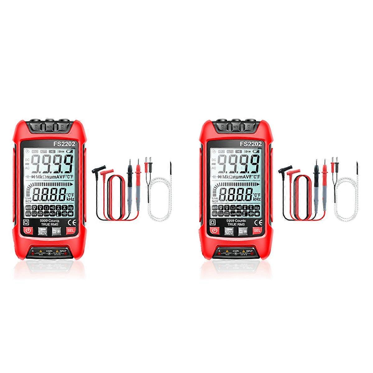 2X Digital Multimeter, 9999 Counts TRMS AutoRanging Voltmeter, Accurately Measures AC/DC Amp Ohm Voltage Meter