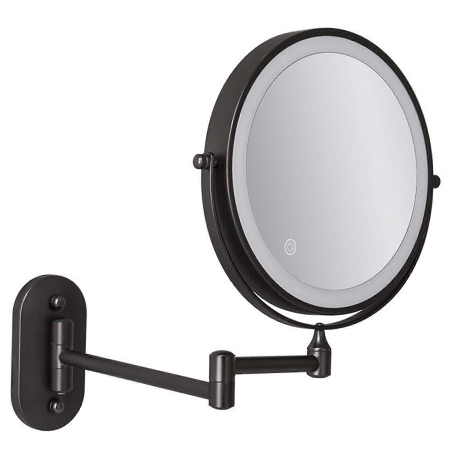 Wall Mounted Makeup Mirror with Lights, 10x Magnification Brushed Nickel, 360° Swivel Extendable Arm, Fog Shaving Mirror