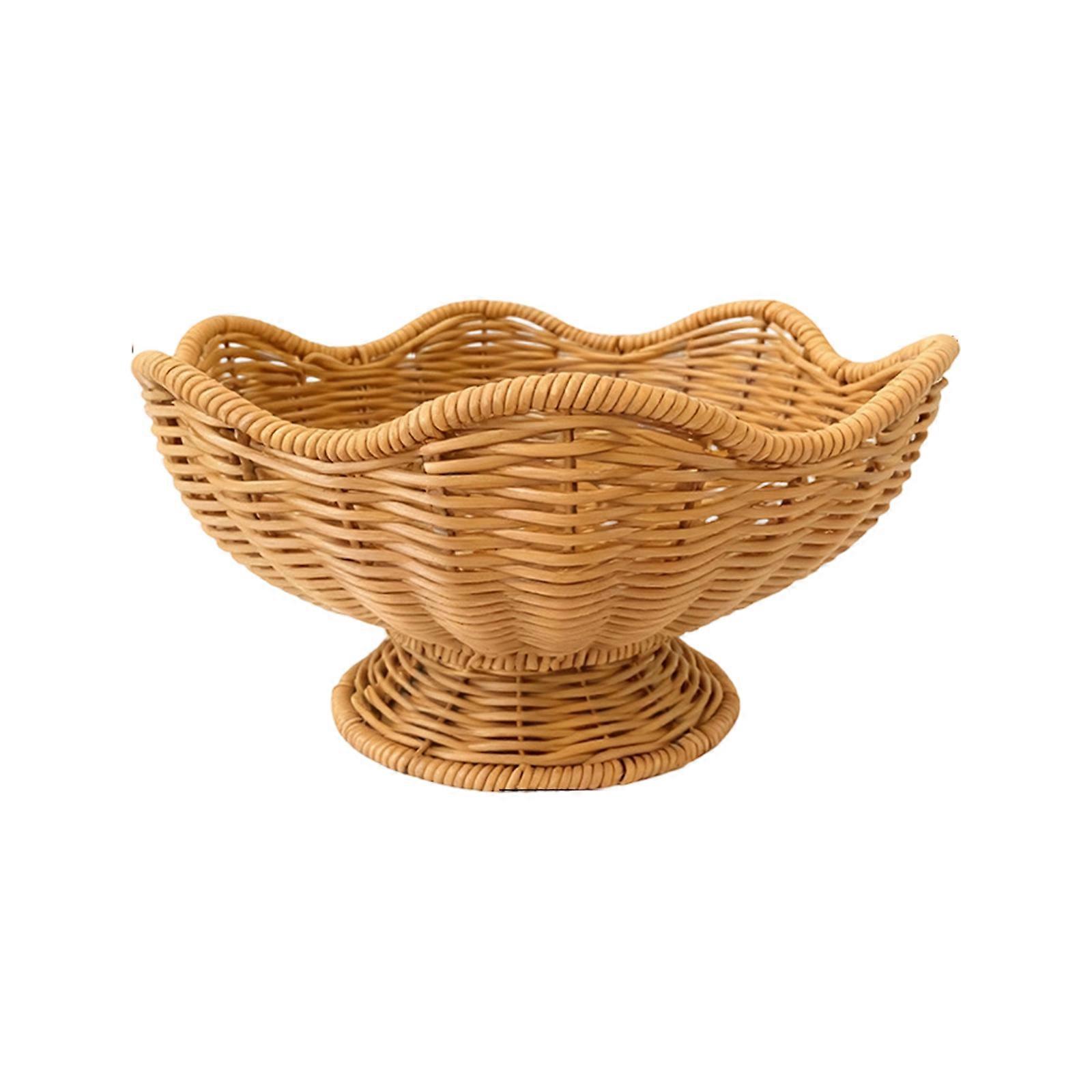 Elegant Rattan Look Fruit Vegetable Basket PP Materials Multipurpose Kitchen Organiser With Flower Design Multicolor