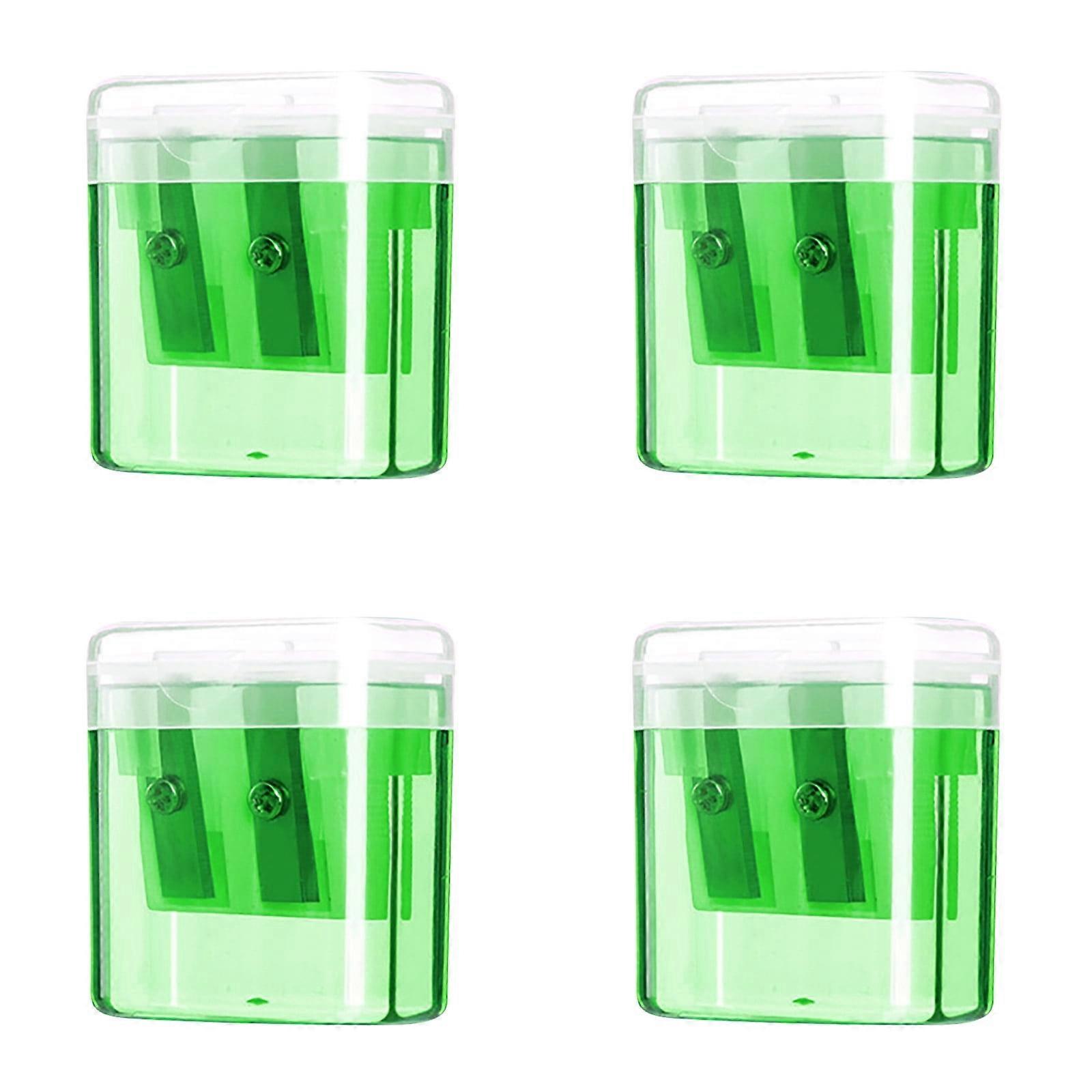 Clearance! Bocqde 4pcs Double Hole Pencil Sharpener with Cover, Compatible with standard pencils. Portable oval manual sharpener for kids, school,