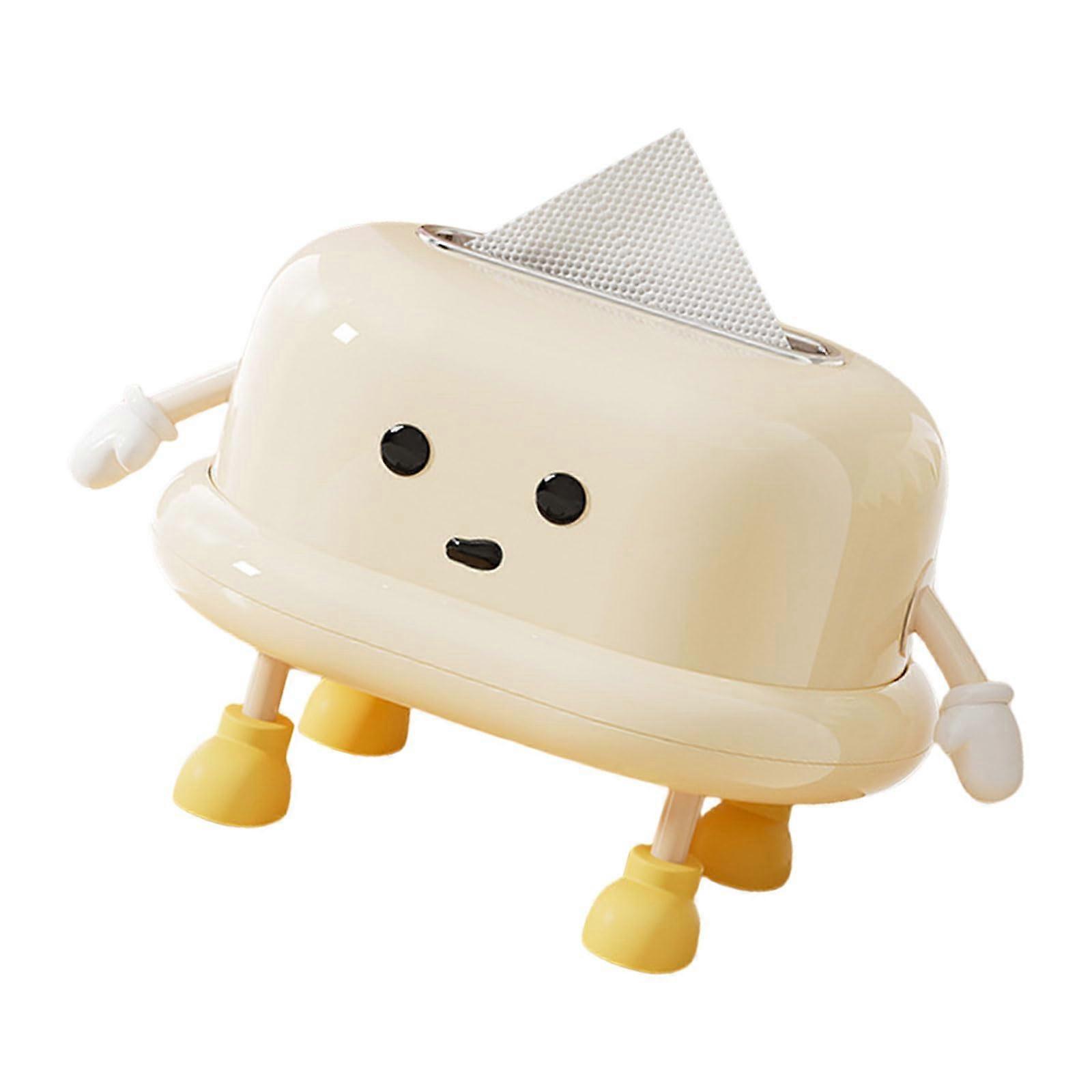 Spring Structure Tissue Box Elegant Paper Towel Storage Container Cream White Stylish Napkin Organizer for Bathroom and Living Room