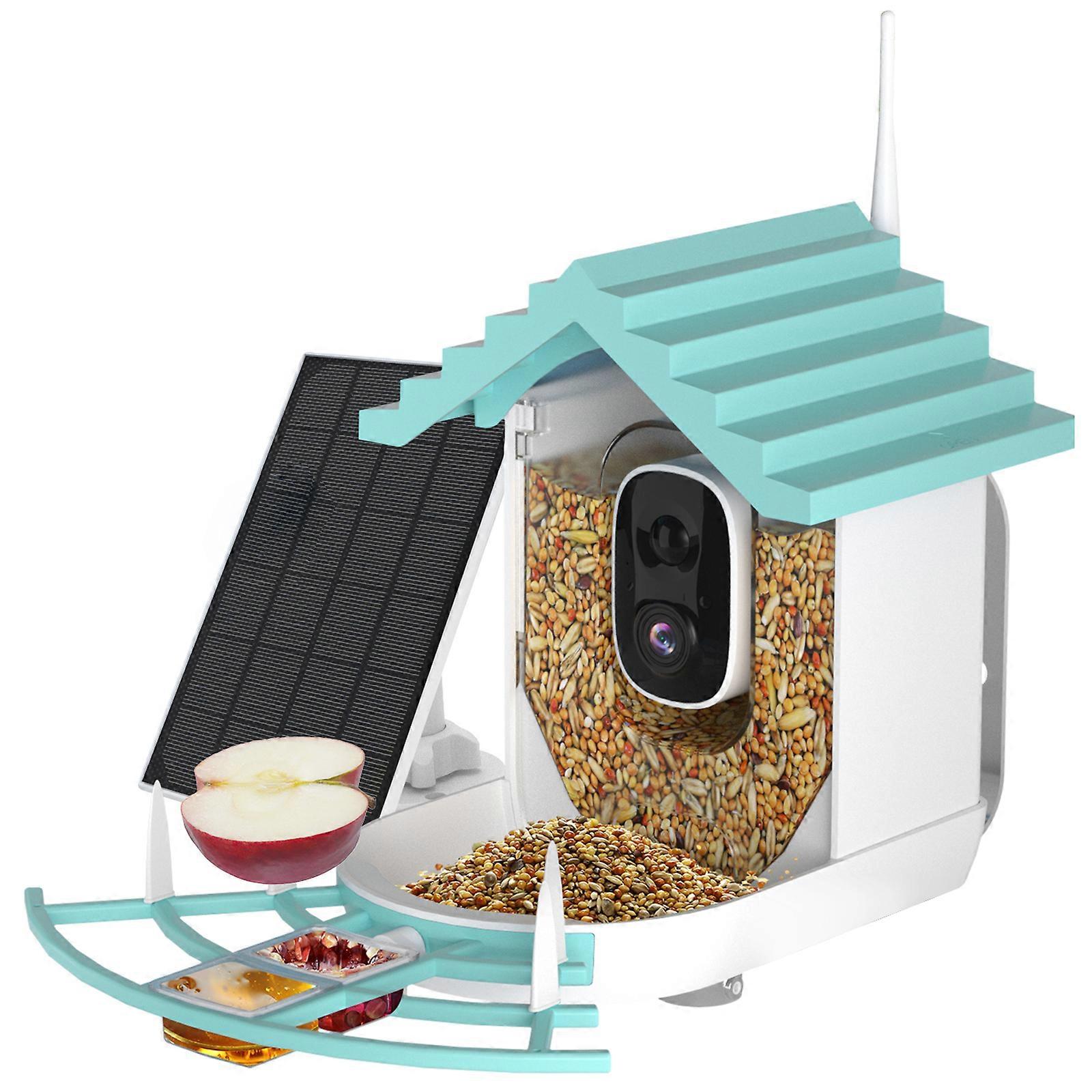 Energy Efficient Solar Bird Feeder Auto Day Night Record Durable ABS Construction Multicolor