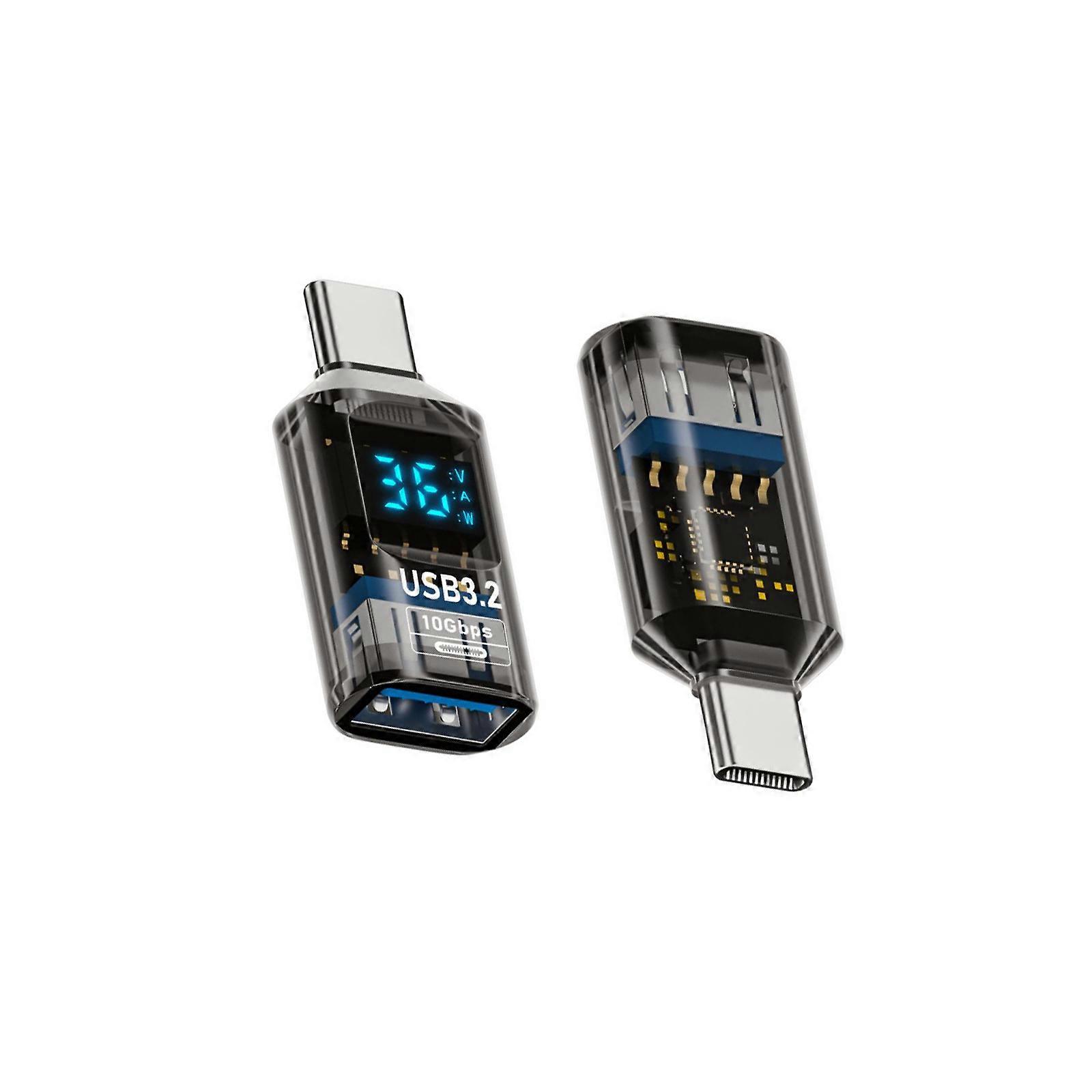 Hochgeschwindigkeits-USB-C-zu-USB3.2-Adapter, USB-C-zu-USB-Adapter 10 Gbit/s Datenübertragung 36-W-Ladegerät für Typ-C-Gerät, Smartphone-Licht schwarz