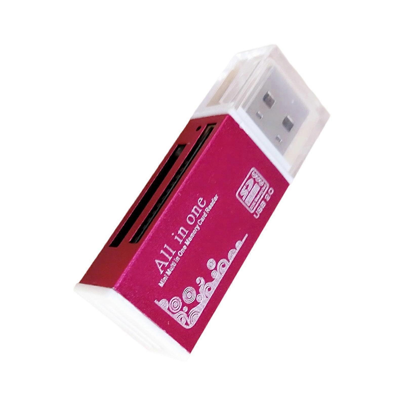 USB 2.0 Memory Card Reader For MS TF and More Cards Not Need External Power Aluminum Shell  Rose red