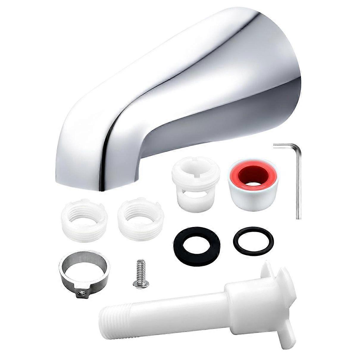 Universal Tub Spout with 5 in 1 Adapter Bathtub Faucet Replacement Without Diverter Fits 1/2 Inch,