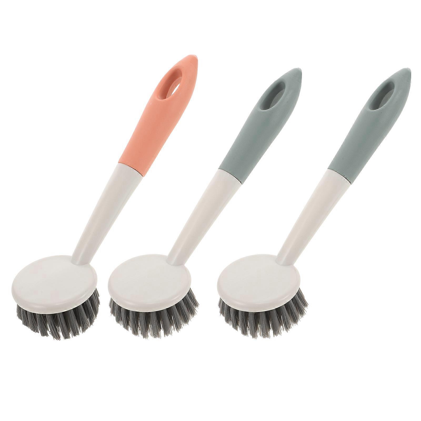 3pcs Multifunctional Cleaning Brushes Practical Kitchen Cleaning Tools Useful Bowl Cleaning Brushes (Mixed Color)
