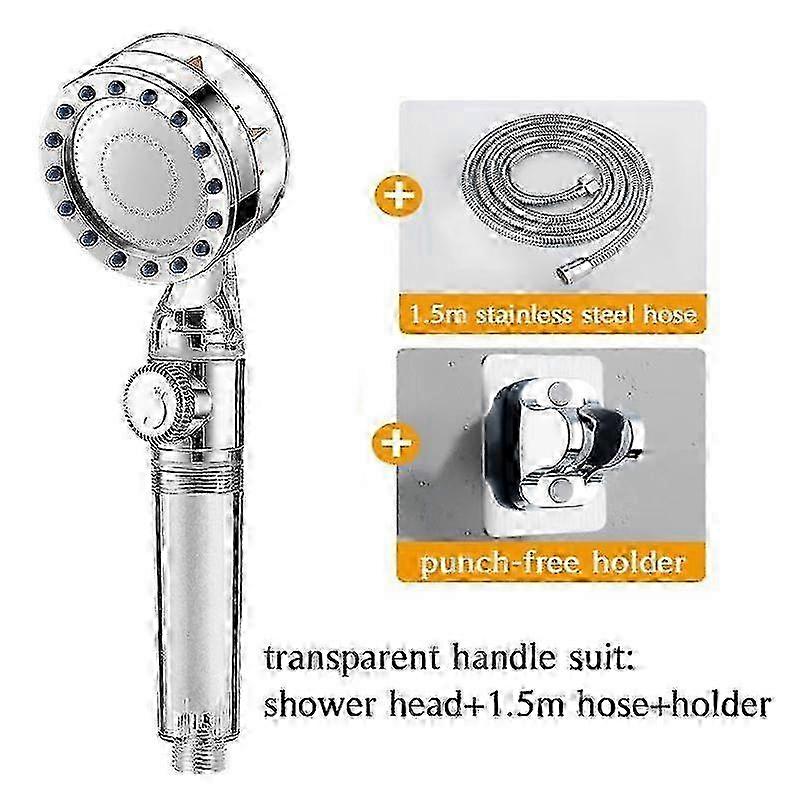 m New Propeller Driven PP Cotton Filter Shower Head with Stop Button Turbocharged High Pressure handhoeld Shower Nozzle