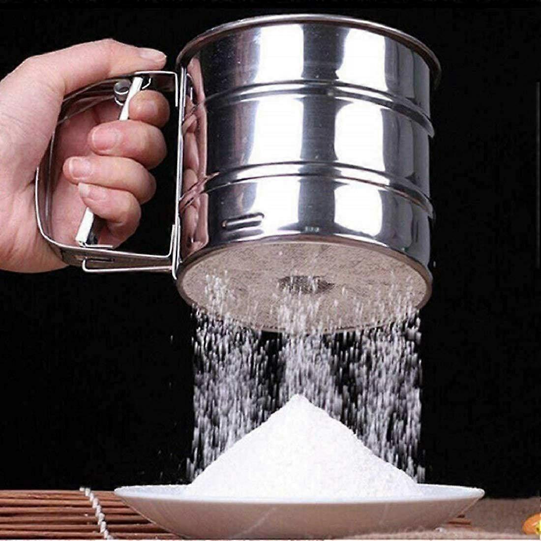 Stainless Steel Flour Sifter with Mesh Screen and Handle for Baking Sugar Cocoa Powder Cake