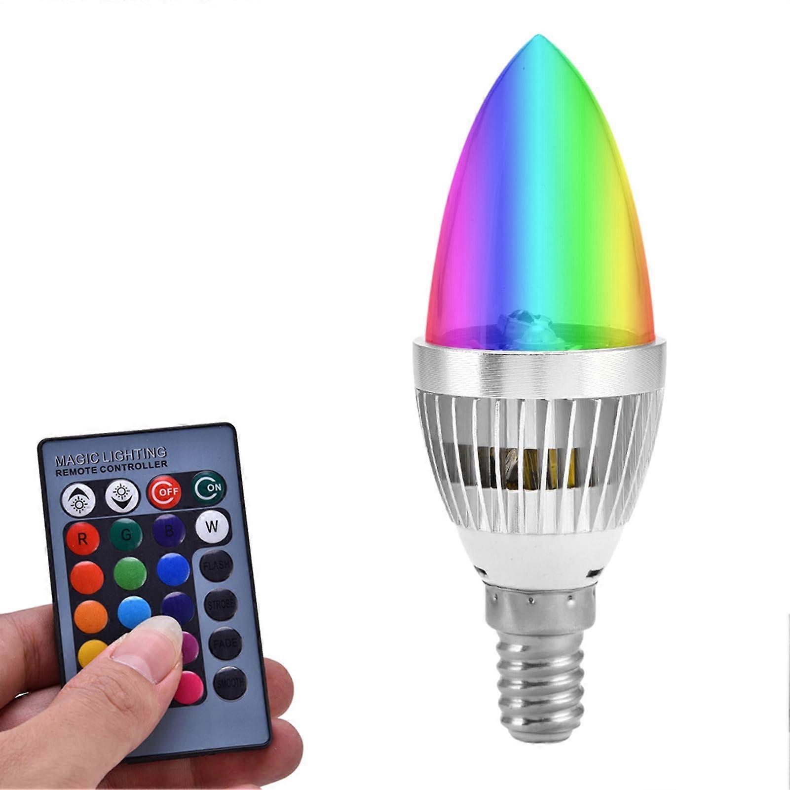 E14 RGB LED Candle Light Bulb 3W Color Changing Lamp with Remote Control for Home Decor