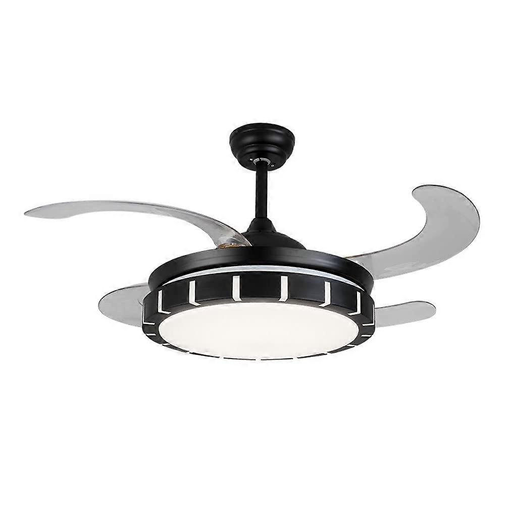 Modern LED Ceiling Fan Light with Remote Control, Acrylic Chandelier, Trichromatic Dimming