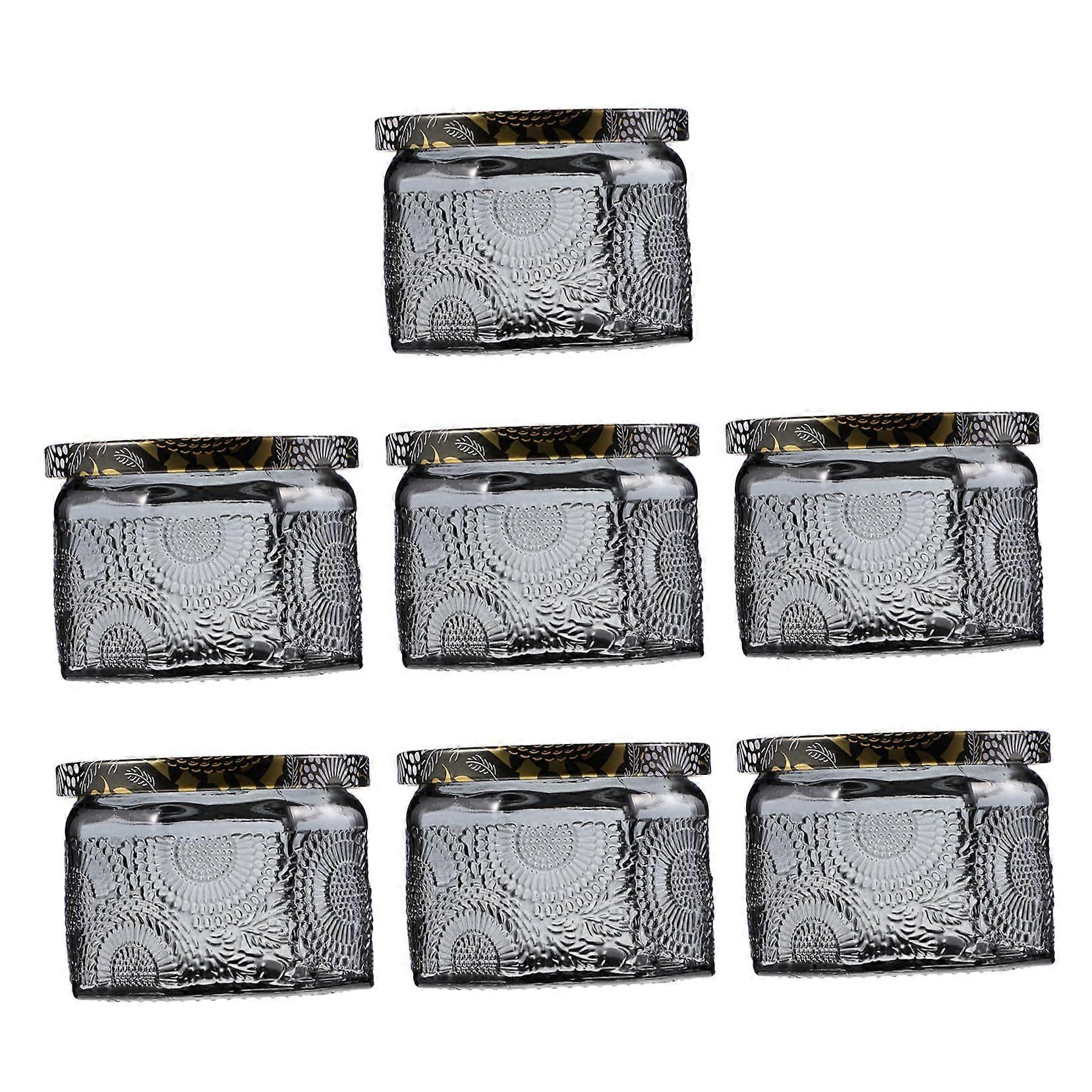 7 Pcs Octagonal Embossed Candle Jars for DIY Candle Making, Tealight Crafting and Home Decor Gray