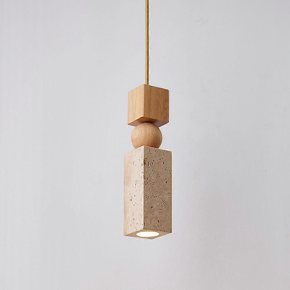 Kitchen Island Pendant Light with Yellow Travertine Chandelier, Adjustable Cord, Dimmable LED