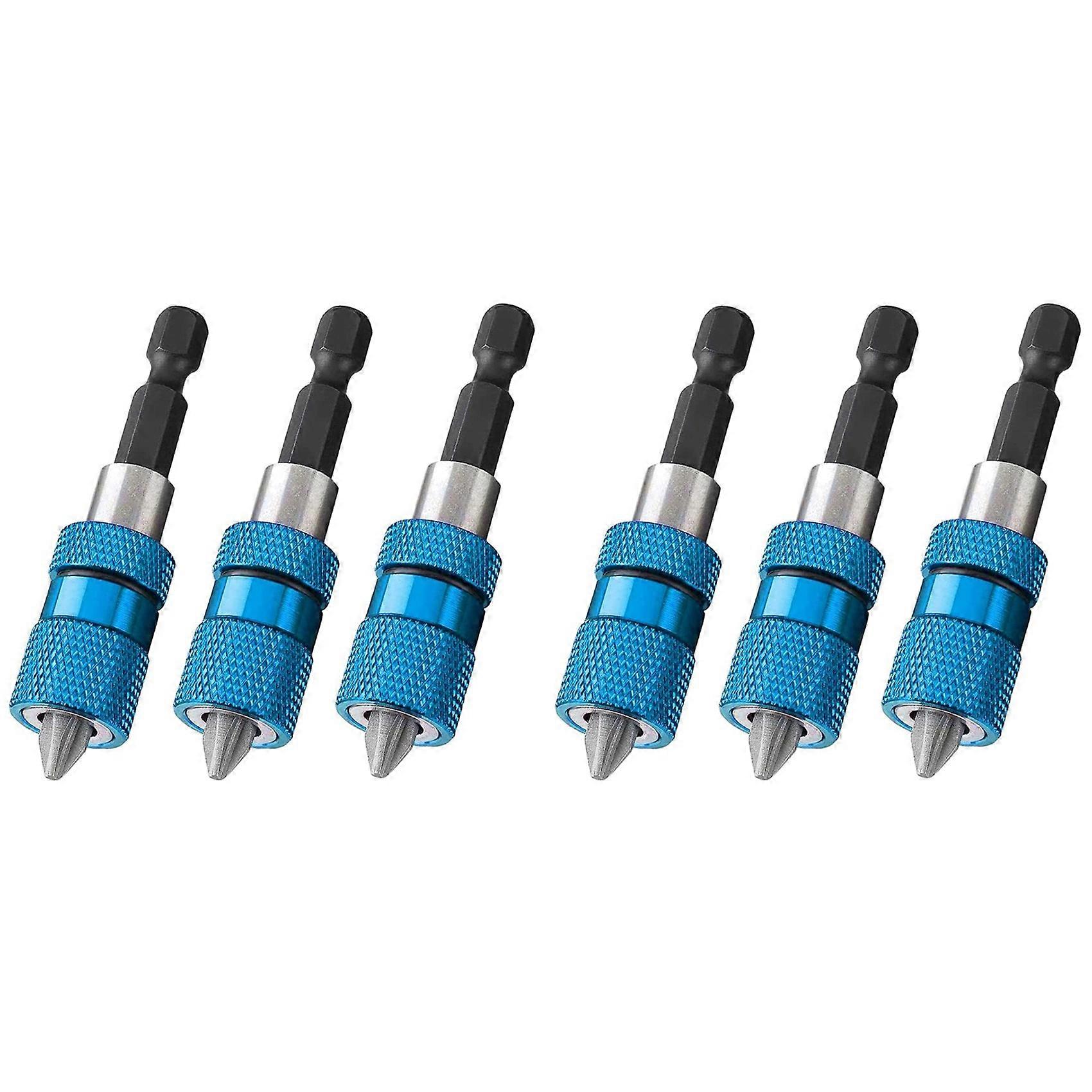 6PCS 60mm Drywall Screw Bits Setter Magnetic Bit Holder 1/4 Inch Hex Shank Driver Bits Adjustable Depth Screw Holder