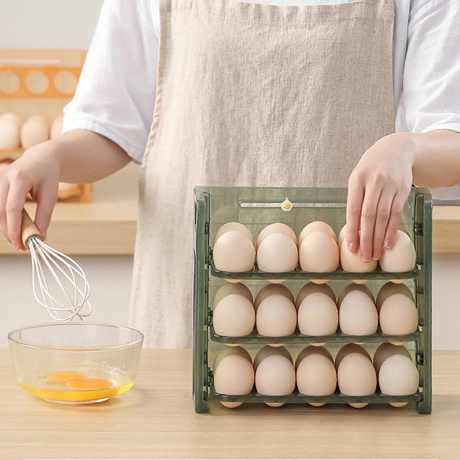 Kayannuo Kitchen Gadgets Clearance - Foldable Egg Storage Container with Time Scale, Multi-Layer, Space-Saving, Flip Design compatible with Kayannuo