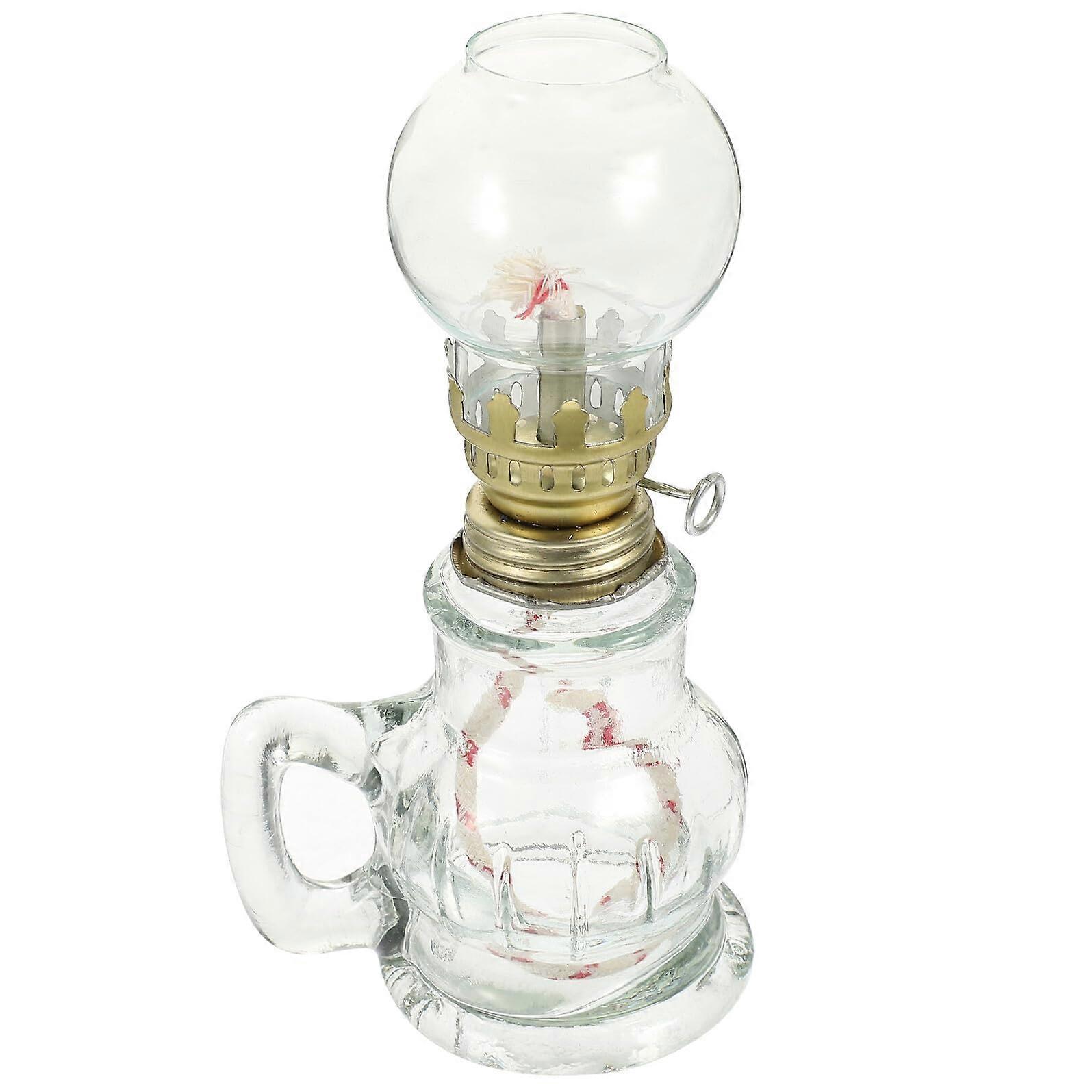 Vintage Oil Lamp with Windproof Glass Rustic Kerosene Lantern for Indoor Use and Home Decor