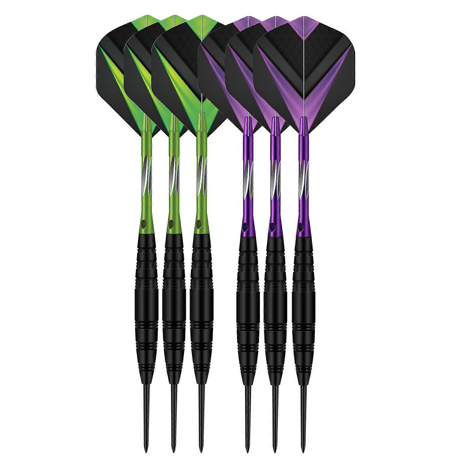 1 Set Profesyonel Çelik Uçlu Dart Seti Alüminyum Şaftlar Metal Dartlar Taşıma Çantası ile Dart Tahtası Aksesuarları Dayanıklı mor yeşil