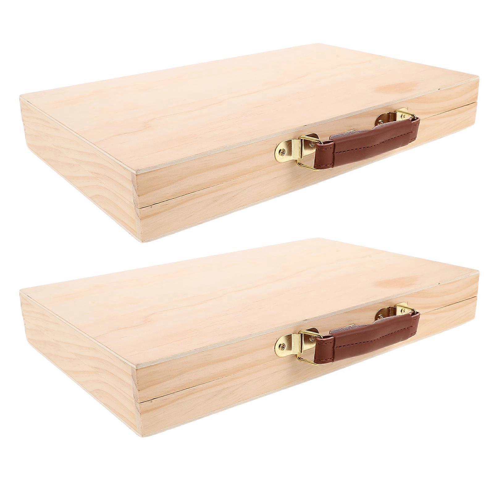 Tool Storage Box for Storing 2Pcs Wooden Portable Painting Cases