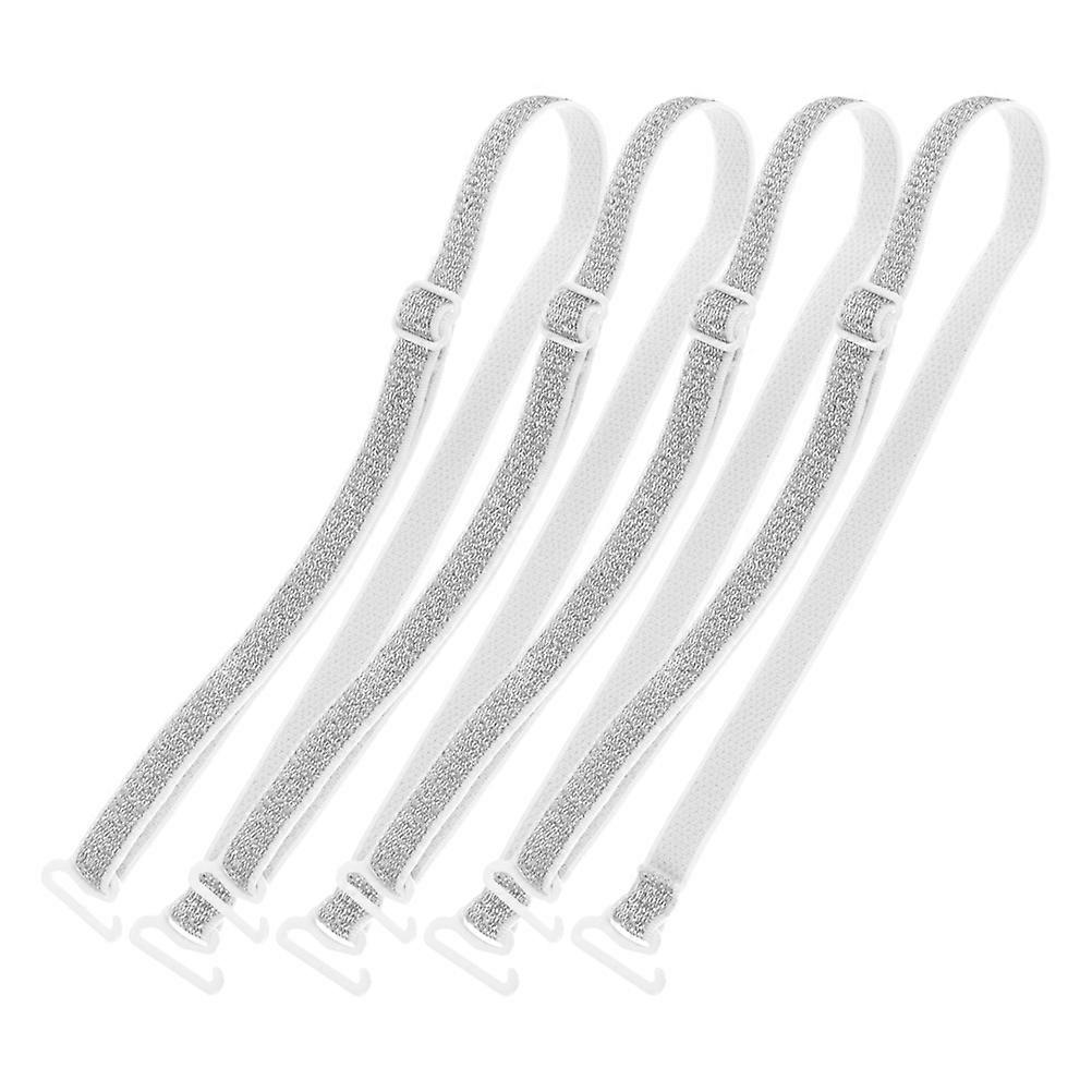 Elastic Bra Shoulder Straps Adjustable for Bra 2Pairs Glitter Silver Removable Straps