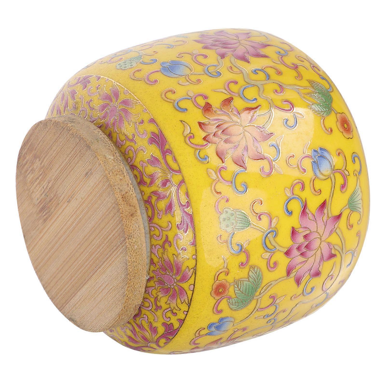 Ceramic Tea Can for Storage Use Sealed Container 230Ml Yellow Lid