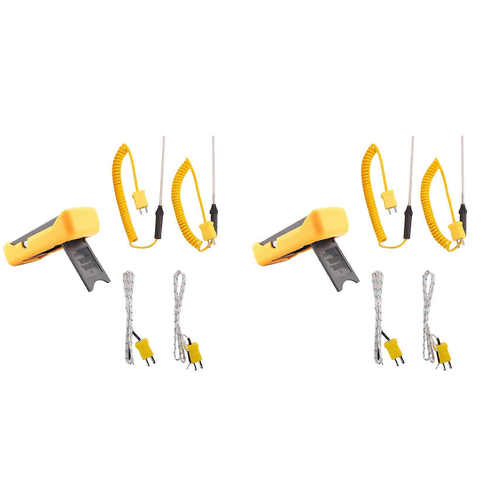 2X Digital K-Type Thermocouple Thermometer (-50-1300°C) with Dual Channels 4 Probes Handheld High Temperature