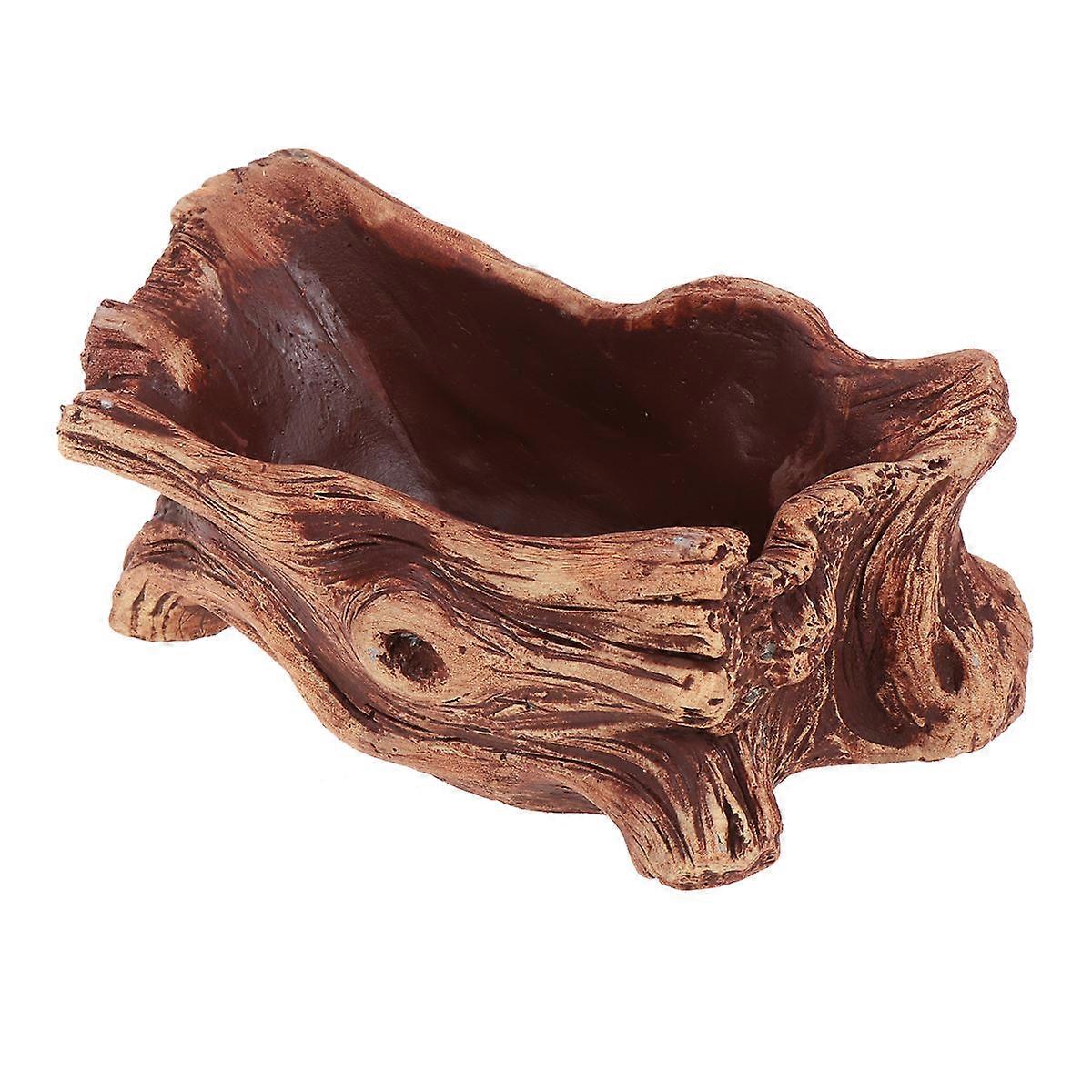 Creative Stump Basin Flowerpot for Plants Holding 2Pcs Brown Leakproof Cement Material
