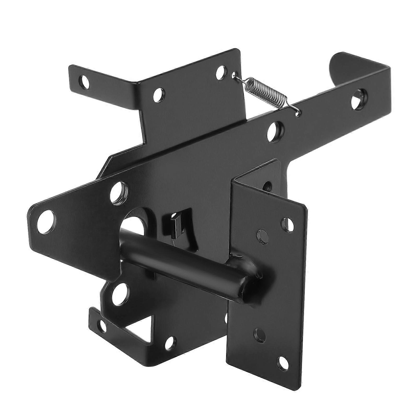 Heavy Duty Black Gate Latch with SelfLocking Mechanism for Fence, Garage, Pool and Garden