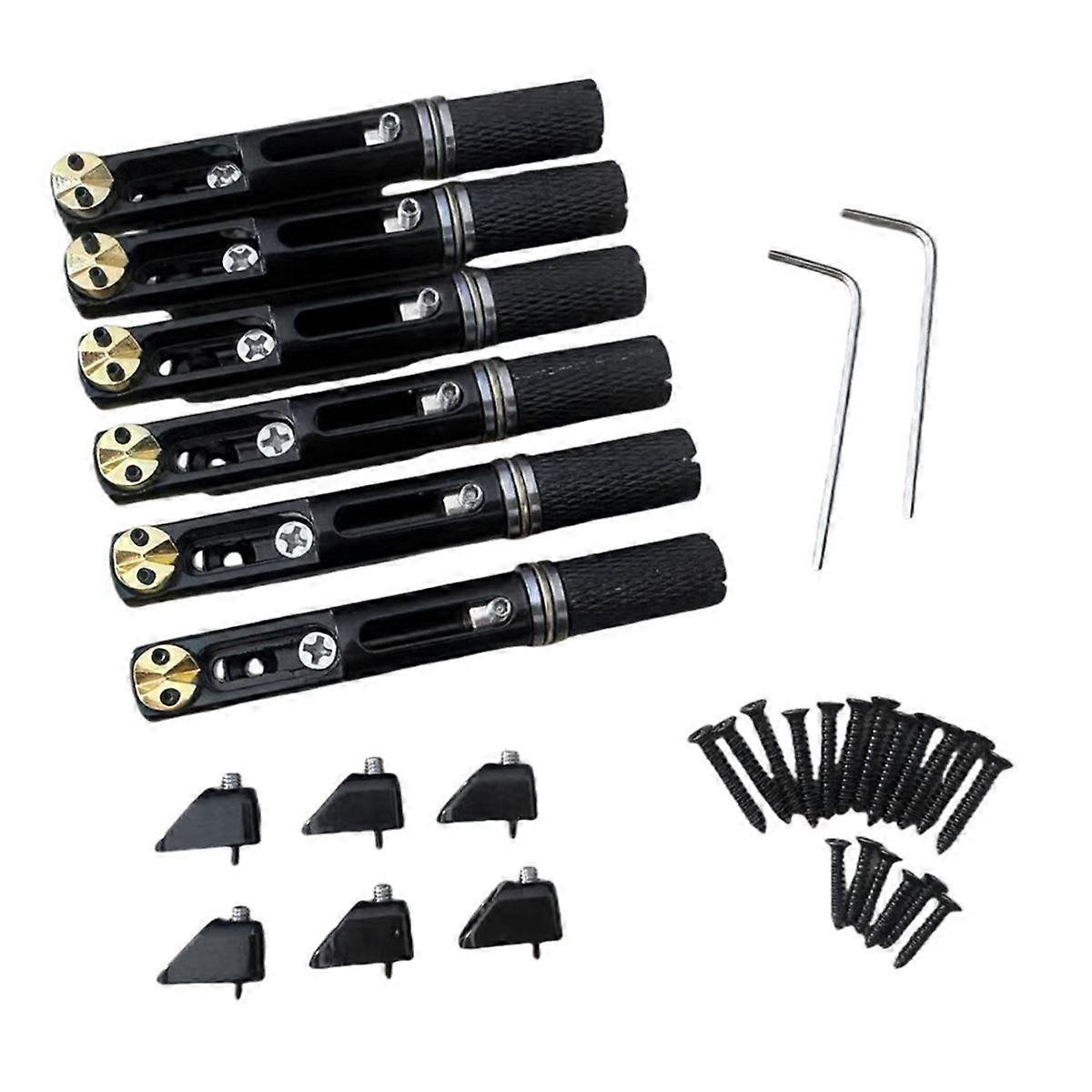 6pcs Single Headless Guitar Bridge Headless for 6-String Electric Guitar Single Fixed Brass Fan Bri