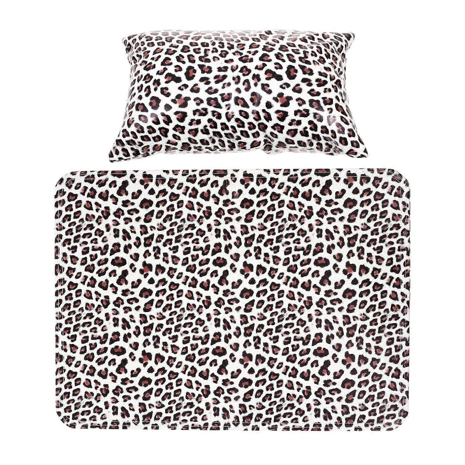 Nail Art Table Mat for Manicure Setup 1Set in Leopard Pattern