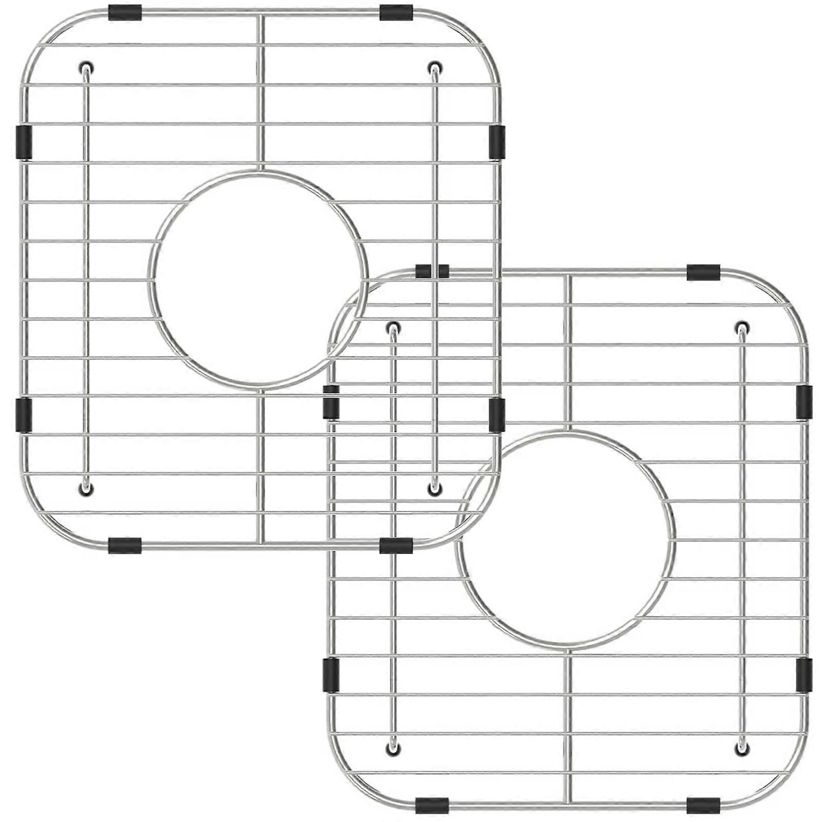 Sink Protector Rack Stainless Steel Sink Grid with Center Drain Hole Scratch 2 Pack
